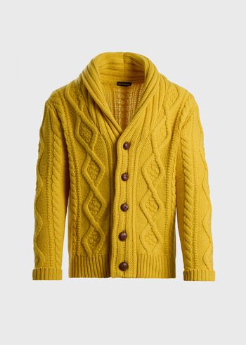 Paul Stuart Wool & Cashmere Aran Cable Knit Cardigan