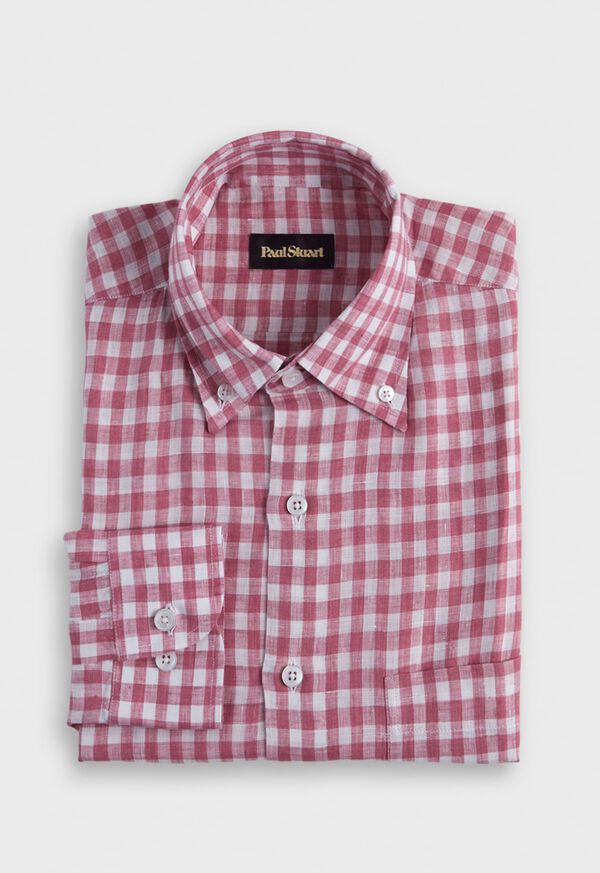 Paul Stuart Linen Gingham Sport Shirt, image 1