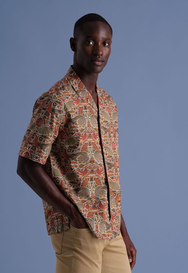 Paul Stuart Printed Cotton Camp Collar Shirt, image 3