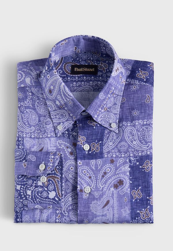 Paul Stuart Printed Linen Sport Shirt, image 1