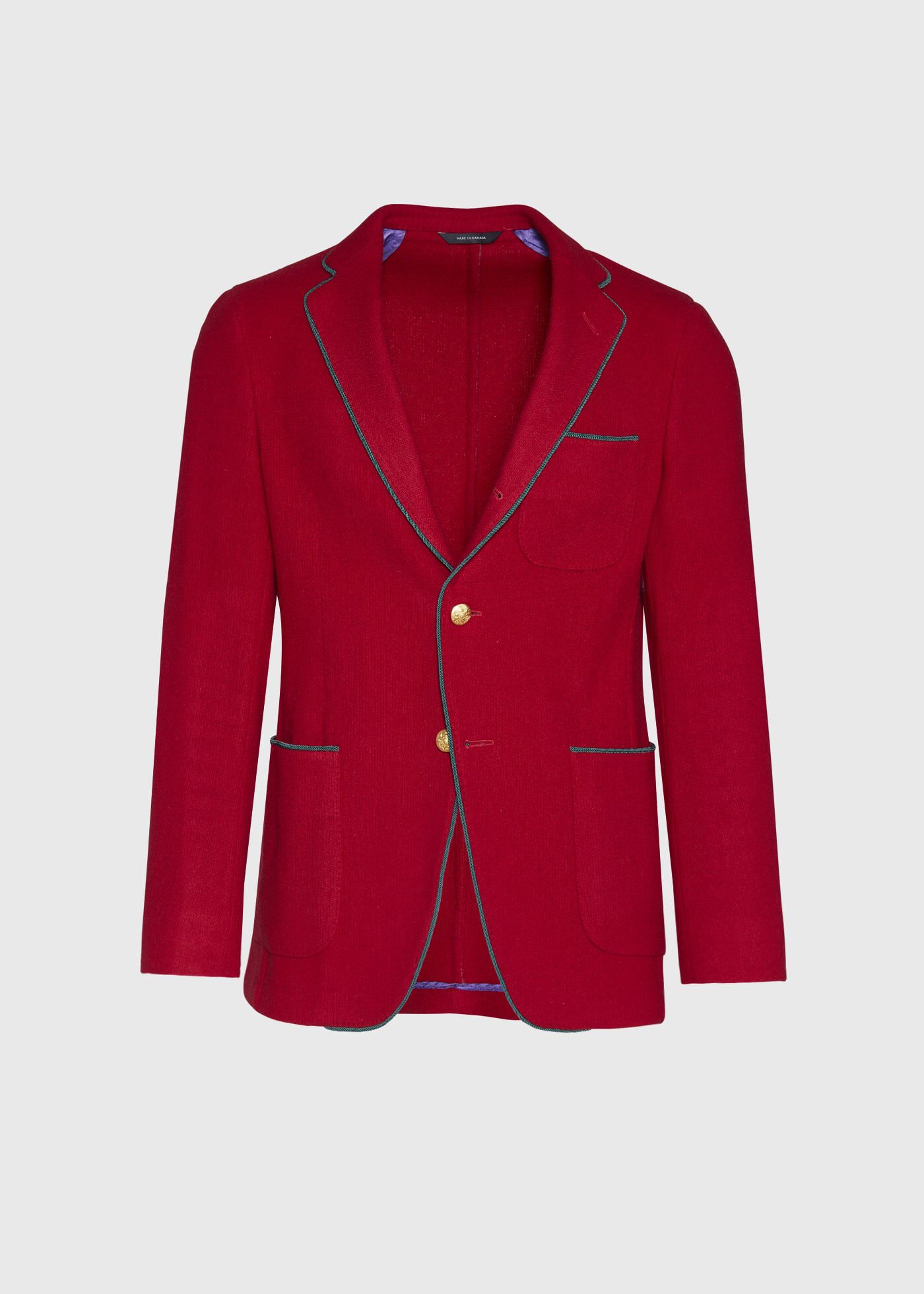 Solid Red Blazer with Green Piping