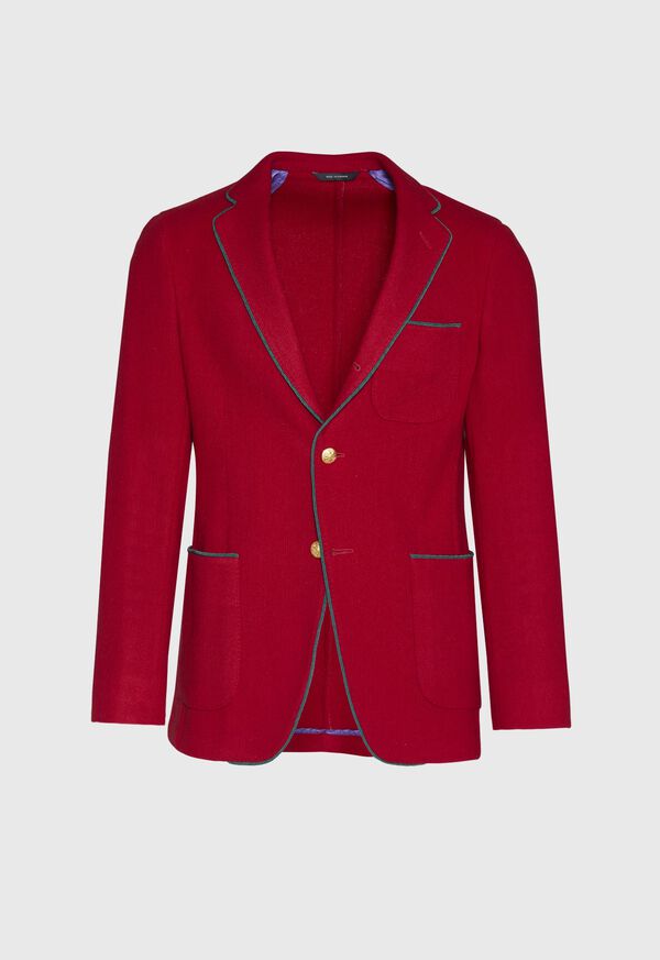 Paul Stuart Solid Red Blazer with Green Piping, image 1