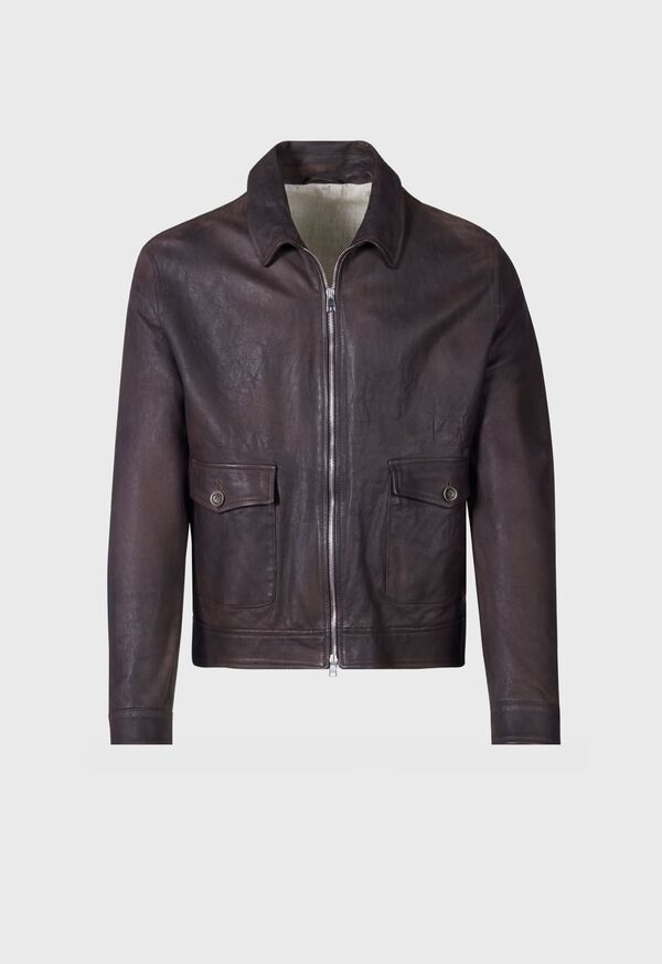 Paul Stuart Leather Bomber Jacket, image 1