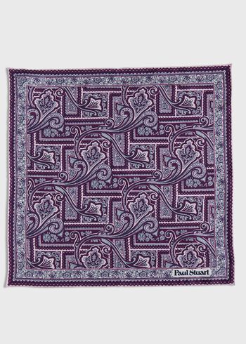 Paul Stuart Printed Silk Paisley Pocket Square