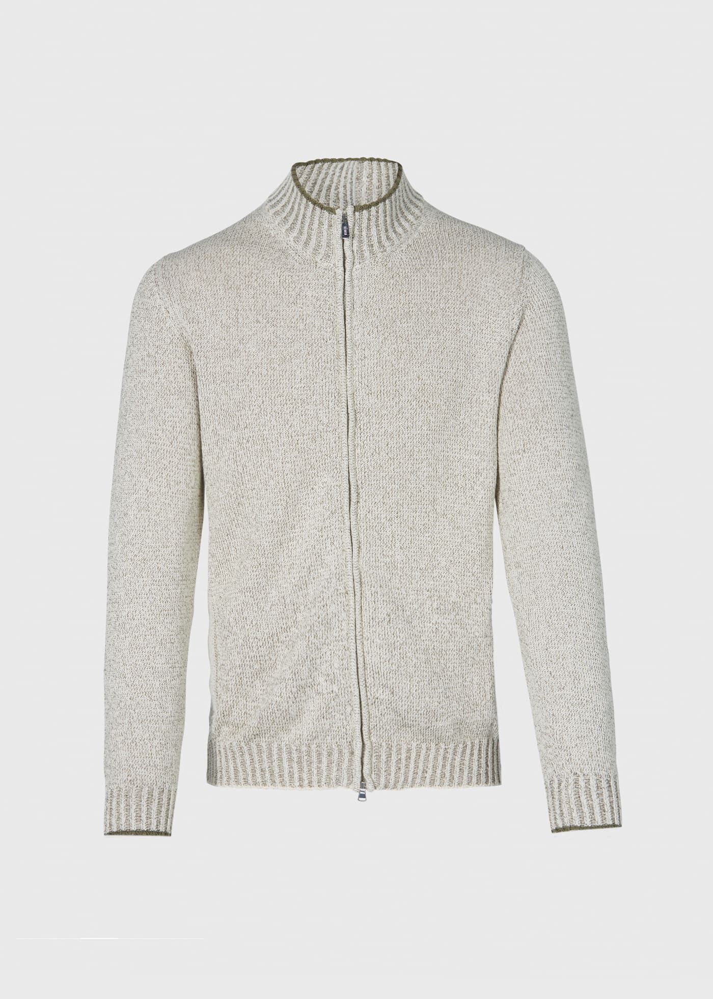 Cotton Mouliné Zip Cardigan