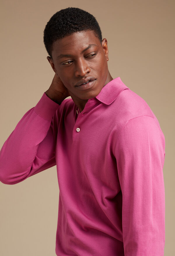 Paul Stuart Long Sleeve Cotton Polo Shirt, image 2