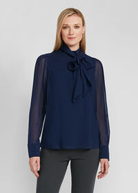 Paul Stuart Tie Front Silk Blouse, thumbnail 2