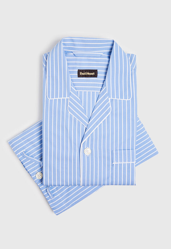 Paul Stuart Light Blue & White Striped Pajamas, image 1