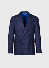 Paul Stuart Navy Plaid Double Breasted Suit, thumbnail 3