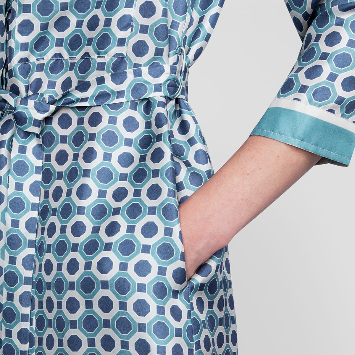 Geometric Print Silk Shirt Dress