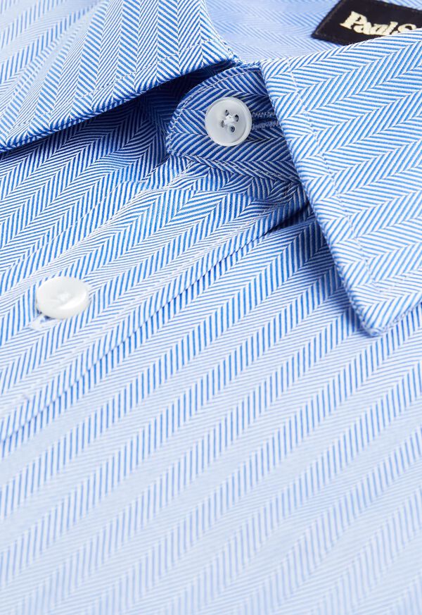 Paul Stuart Blue Herringbone Dress Shirt, image 2