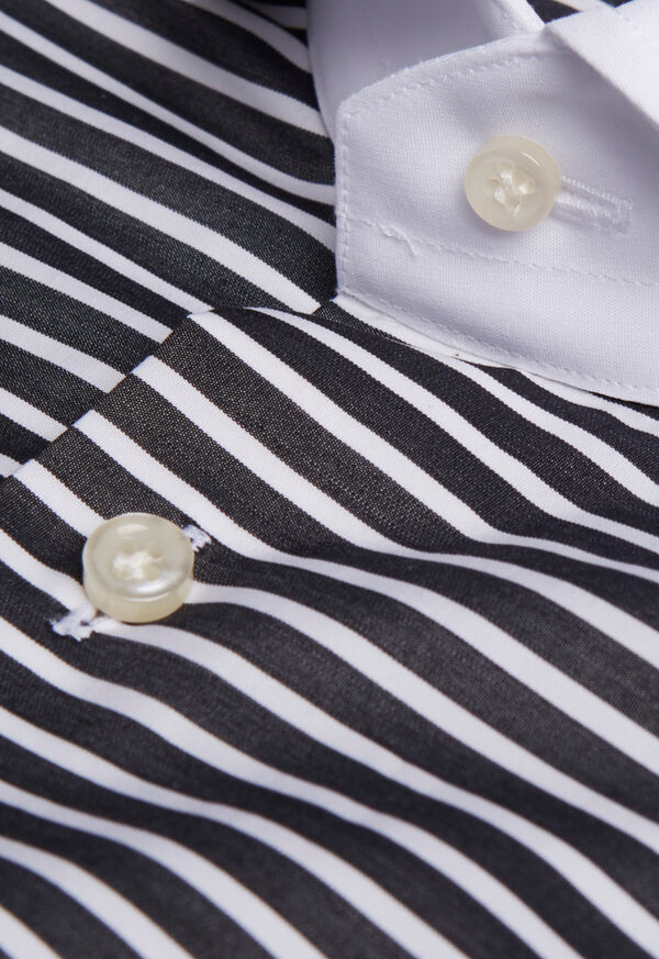 Paul Stuart Round Collar Black Stripe Shirt, image 2