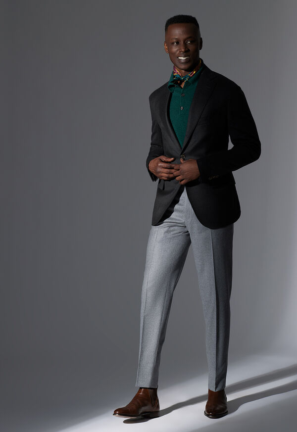 Paul Stuart Dark Olive Silk & Wool Jacket with Cashmere Polo, image 1
