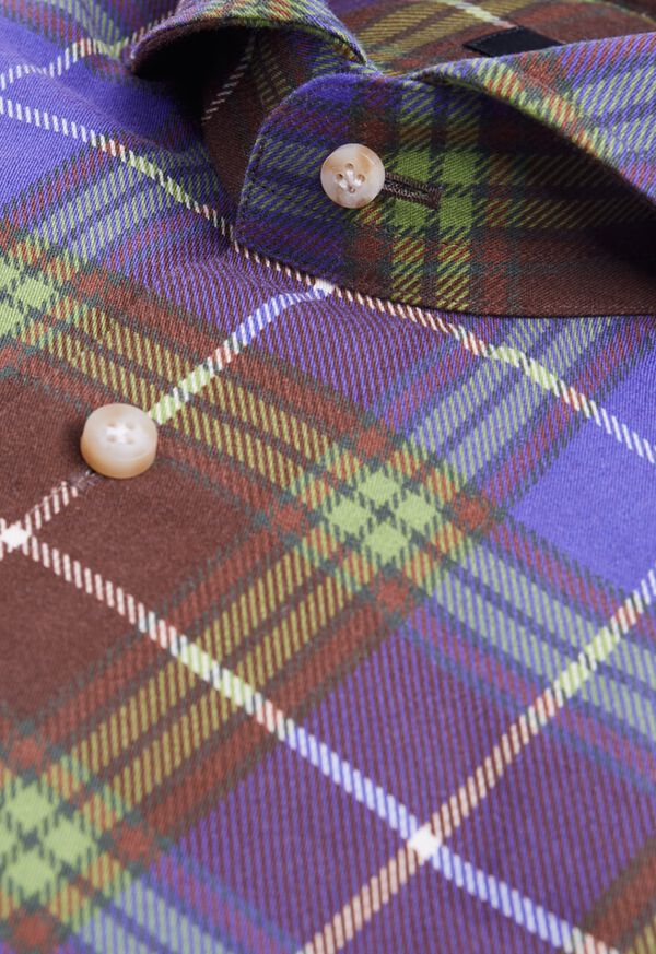 Paul Stuart Cotton Printed Plaid Sport Shirt, image 2