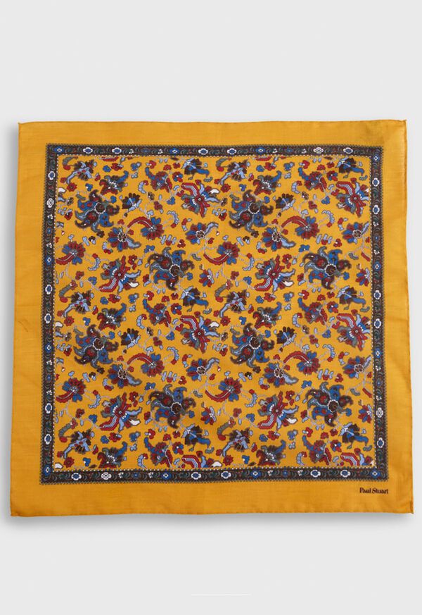 Paul Stuart Linen & Cotton Tapestry Print Pocket Square, image 2