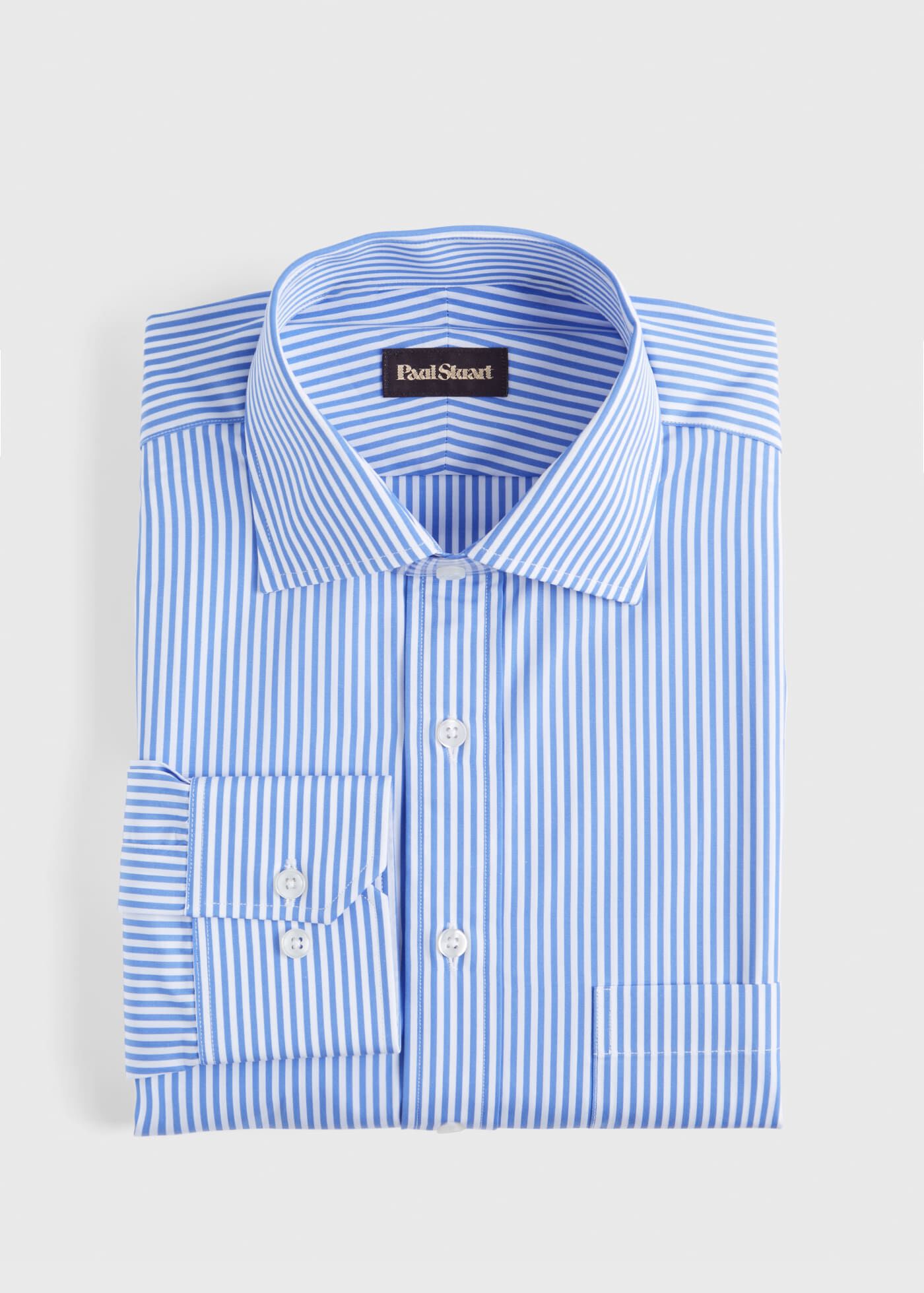 Blue and White Bengal Stripe Dress Shirt