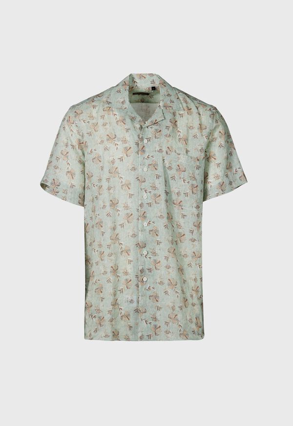 Paul Stuart Linen Leaf Print Camp Shirt, image 1