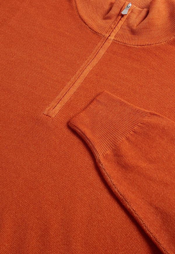 Merino Wool Rice Stitch Quarter Zip Sweater