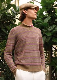 Paul Stuart Linen Fair Isle V-neck Sweater, thumbnail 2
