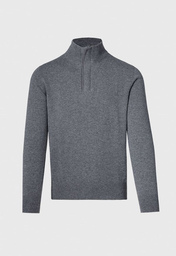 Paul Stuart Quarter Zip Sweater with Suede Trim, image 1