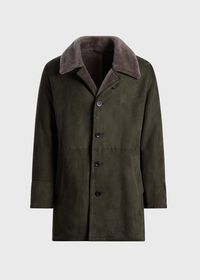 Paul Stuart Modern Suede Coat with Shearling Trim, thumbnail 1