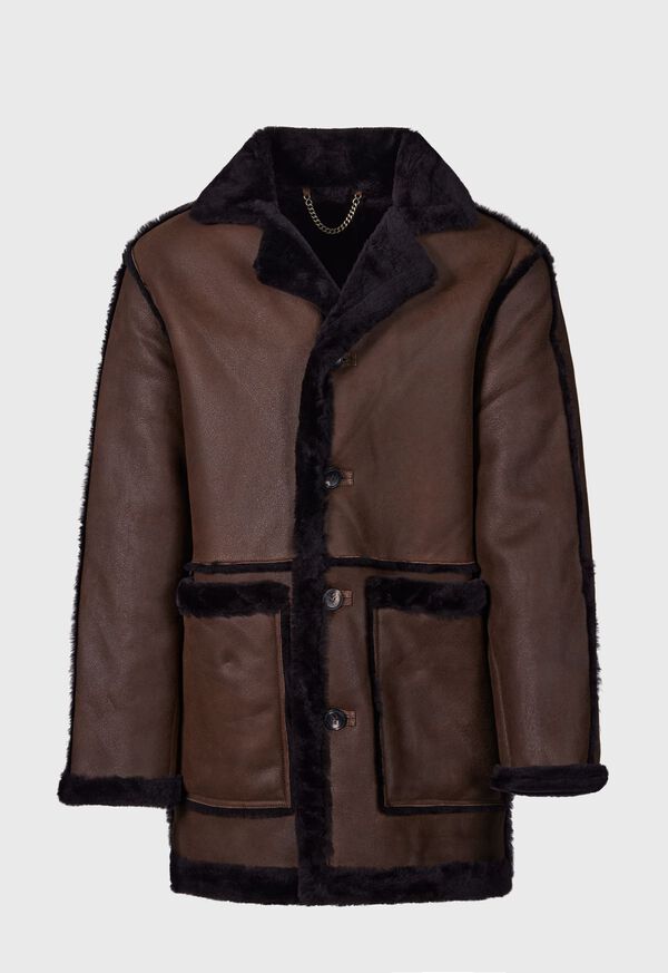 Paul Stuart Cocoa Suede Shearling Coat, image 1