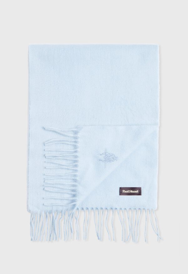 Paul Stuart Cashmere Solid Color Scarf with Embroidered Logo, image 10