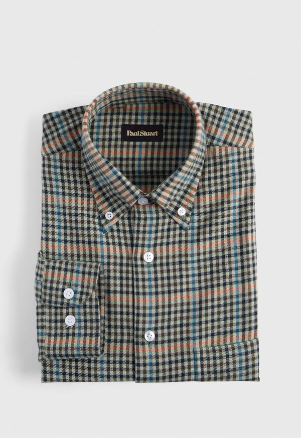 Paul Stuart Small Plaid Flannel Sport Shirt, image 1