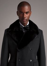 Paul Stuart Cashmere Double Breasted Overcoat with Rabbit Fur Collar, thumbnail 2