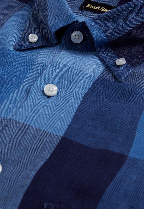 Paul Stuart Linen Buffalo Check Sport Shirt, image 2