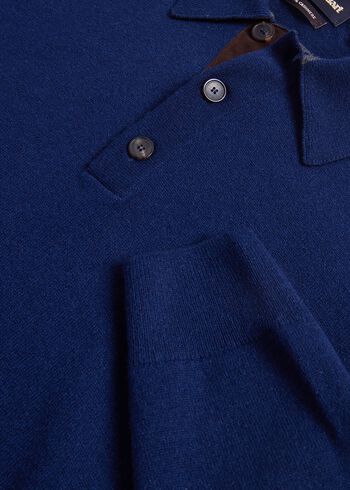 Paul Stuart Cashmere Polo with Suede Trim