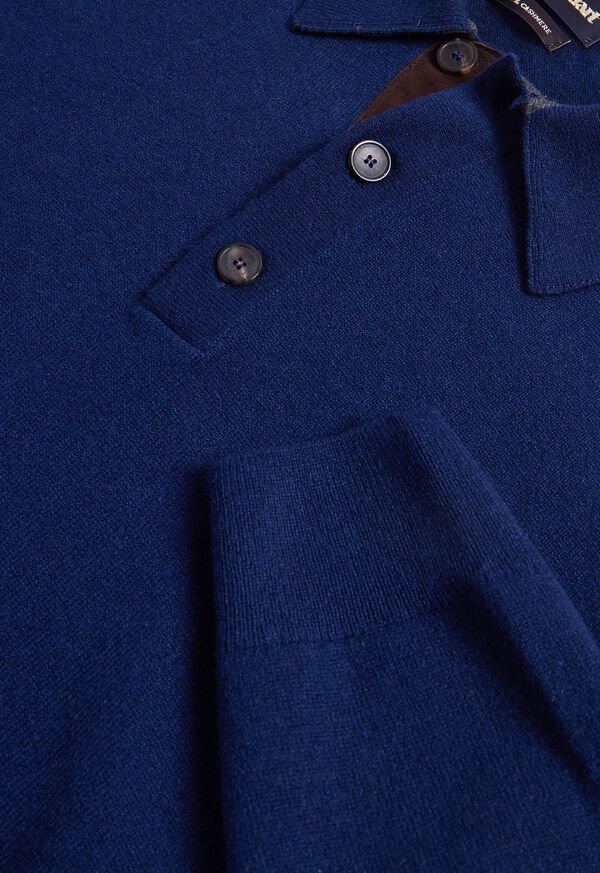 Paul Stuart Cashmere Polo with Suede Trim, image 2