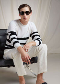 Paul Stuart Black and White Cashmere Stripe Sweater, thumbnail 4