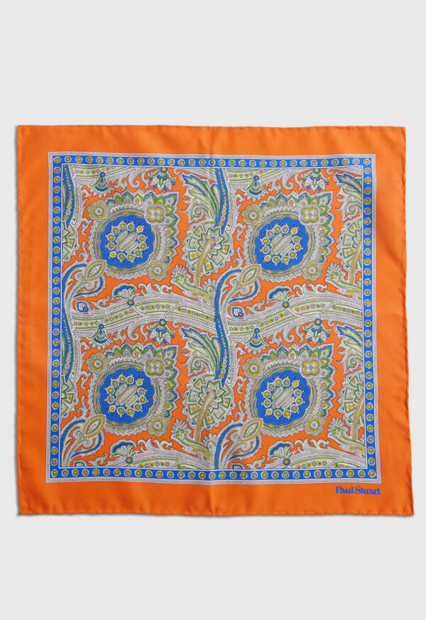 Paul Stuart Silk Twill Paisley Pocket Square, image 2