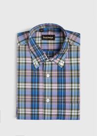 Paul Stuart Purple And Blue Plaid Flannel Sport Shirt, thumbnail 1