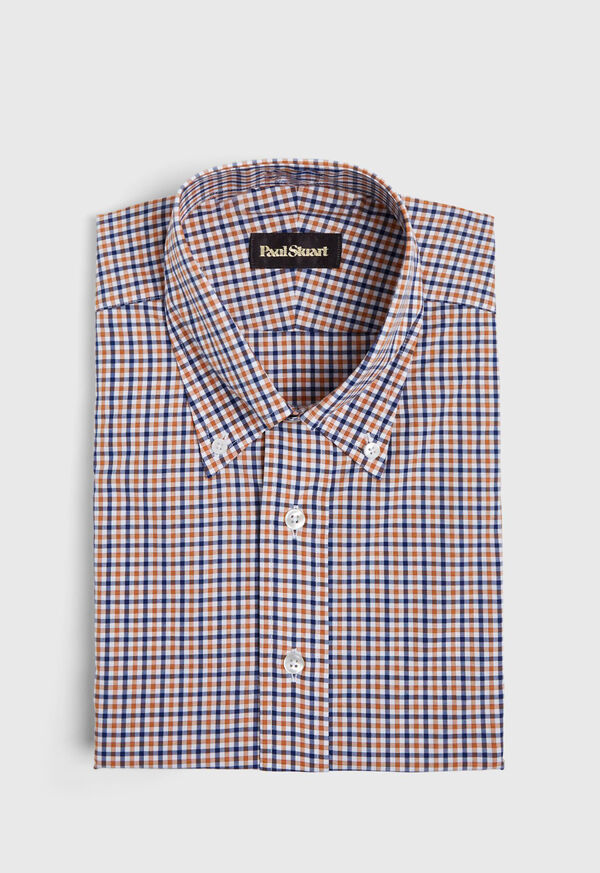 Paul Stuart Slim Fit Gold and Navy Check Dress Shirt, image 1