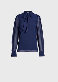 Paul Stuart Tie Front Silk Blouse, thumbnail 1