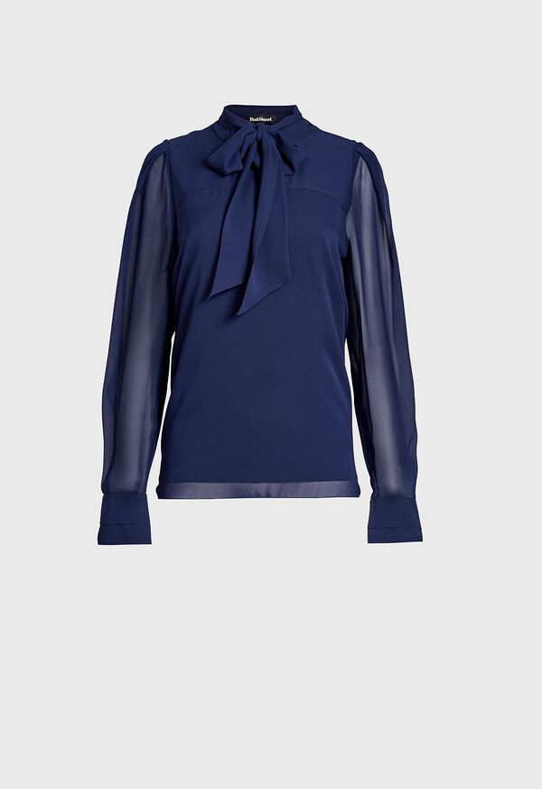 Paul Stuart Tie Front Silk Blouse, image 1
