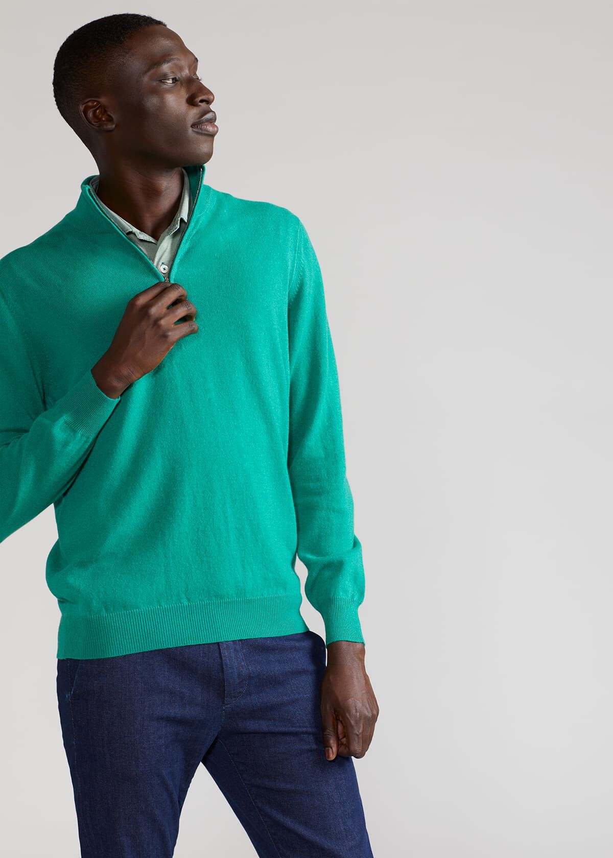 Lightweight Cashmere Quarter Zip Sweater