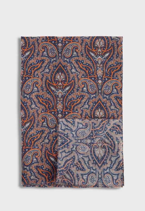 Paul Stuart Cotton & Linen Paisley Print Scarf, image 1
