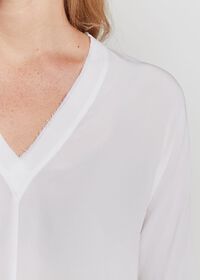 Paul Stuart V-Neck Raw Edge Blouse, thumbnail 2