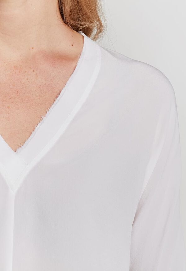 Paul Stuart V-Neck Raw Edge Blouse, image 2