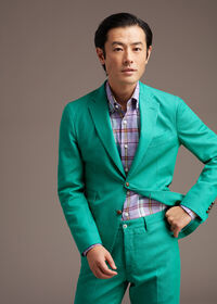 Paul Stuart Linen Mint/Lavender Plaid Sport Shirt, thumbnail 2