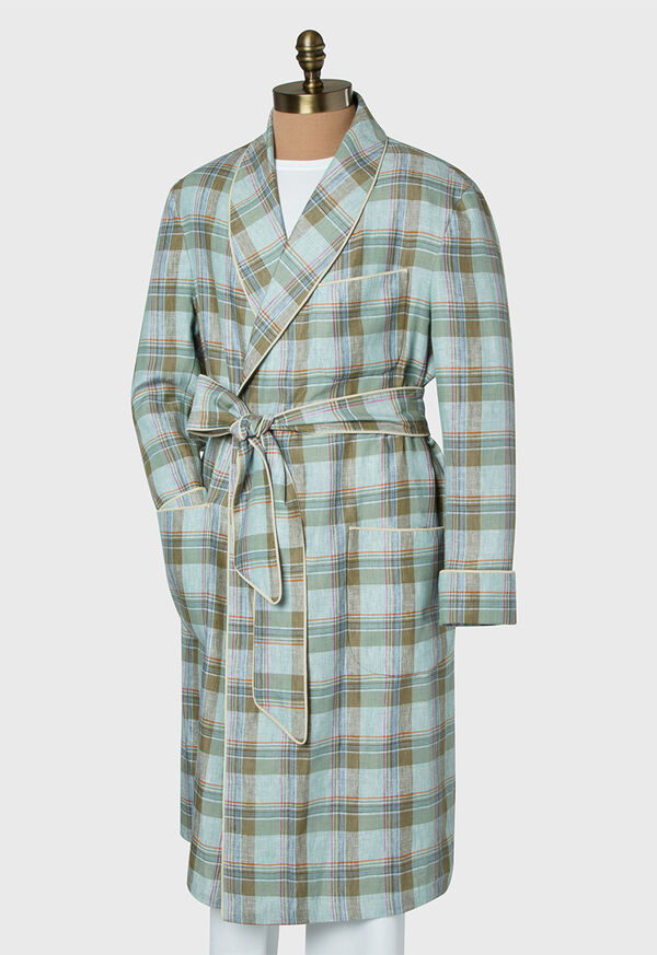 Paul Stuart Linen Plaid Robe, image 1