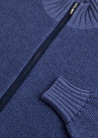 Paul Stuart Textured Full Zip Cardigan with Suede Trim, thumbnail 2