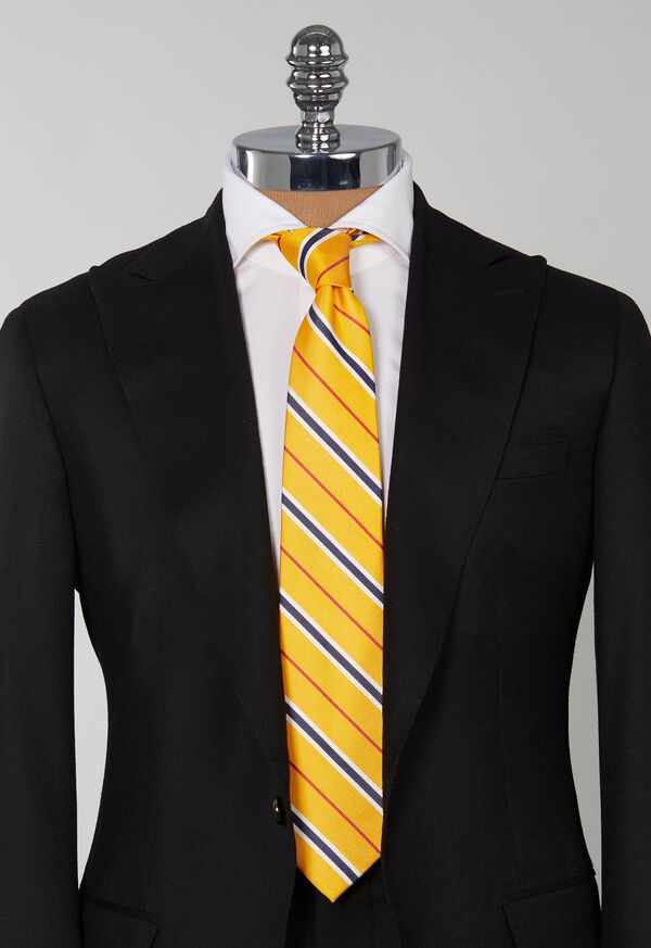 Paul Stuart Silk Yellow Deco stripe Skinny Tie, image 2