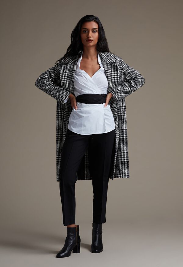 Paul Stuart Poplin Wrap Around Blouse withBlk Belt & Open Collar, image 3