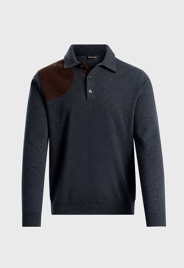 Paul Stuart Cashmere Polo with Suede Trim, image 1