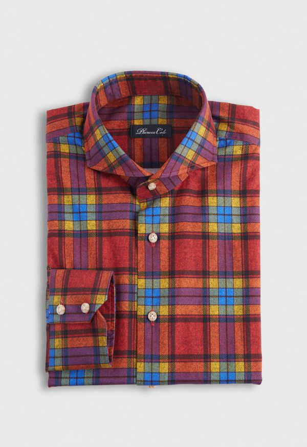 Paul Stuart Printed Plaid Brushed Cotton Shirt