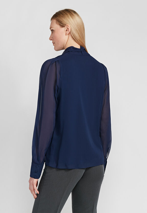Paul Stuart Tie Front Silk Blouse, image 3